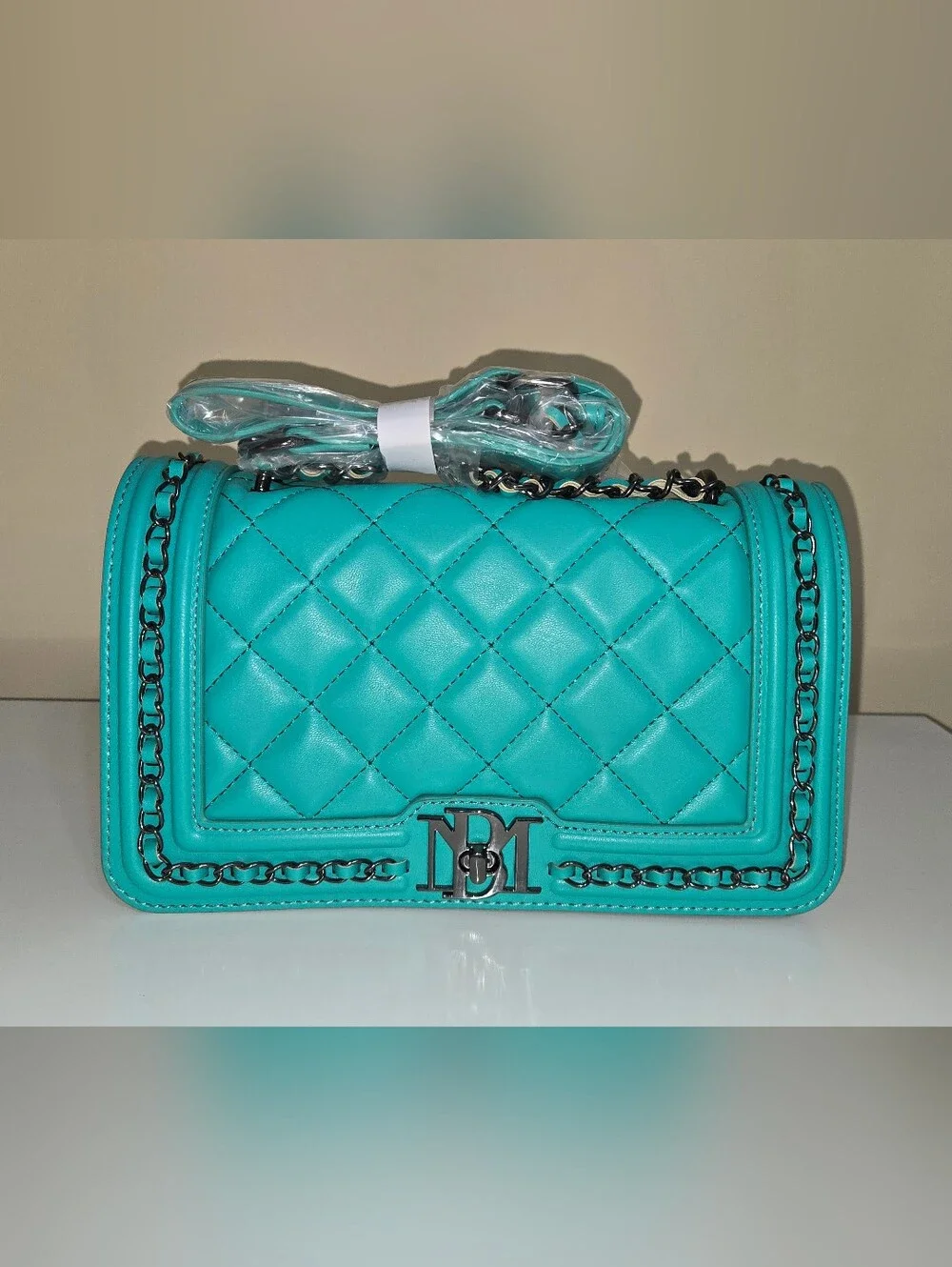 Badgley Mischka Quilted Crossbody Bag in Teal Green
